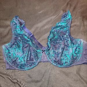 Cacique Blue and Green Full-Coverage Bra with Adjustable Straps